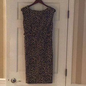 Dress leopard print side zipper belted waist sz 8